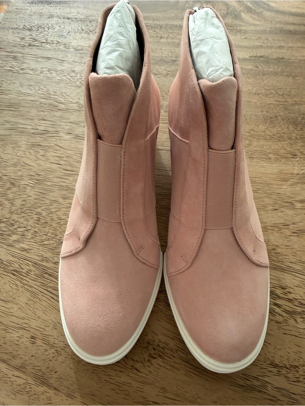 Paolo Pink Suede Ankle Booties with White Sole
